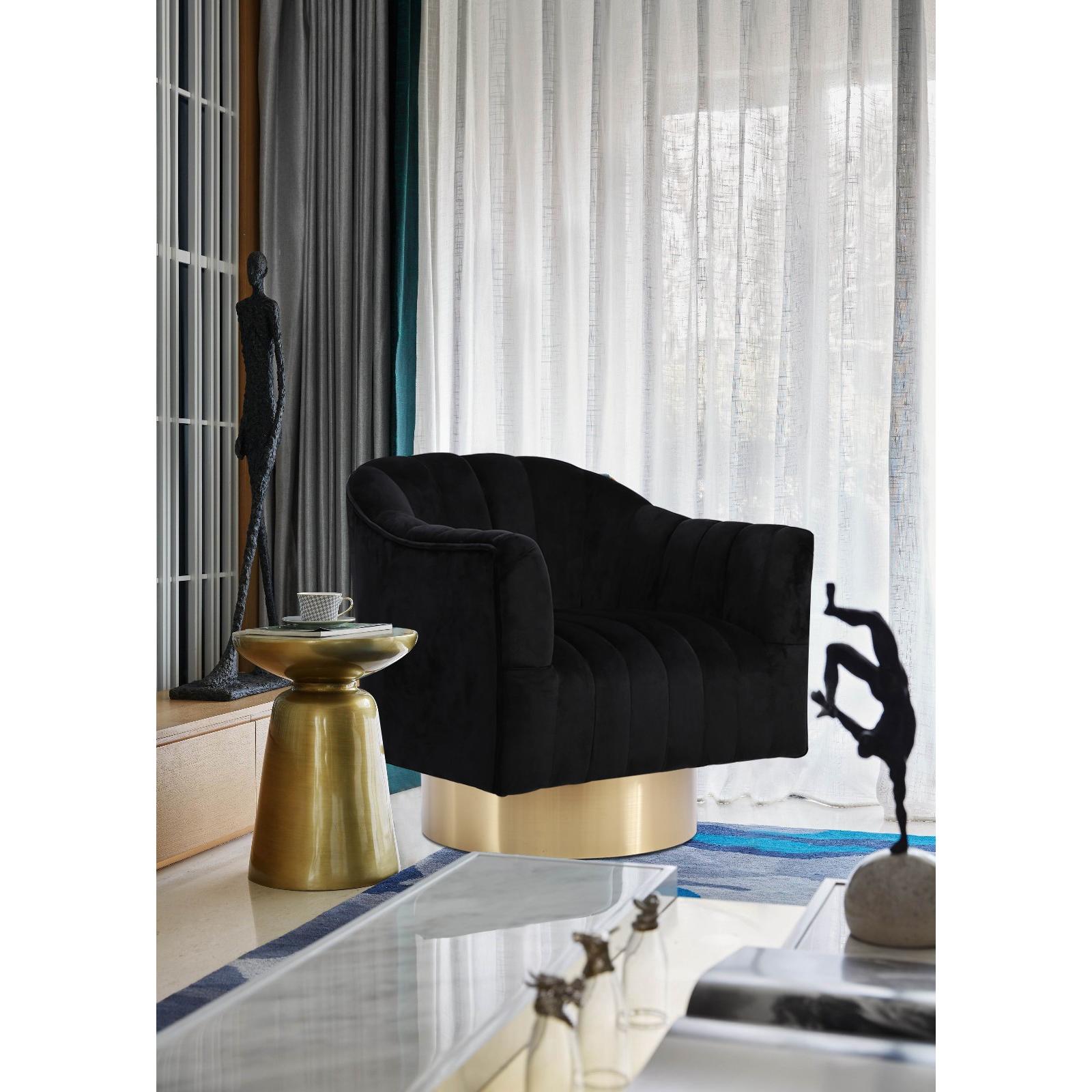 Meridian Farrah Black Velvet Accent Chair