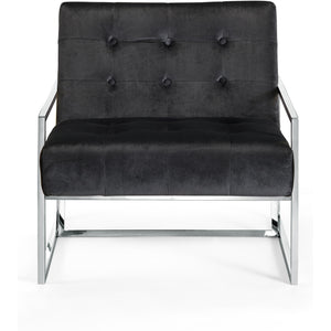 Meridian Alexis Black Velvet Accent Chair