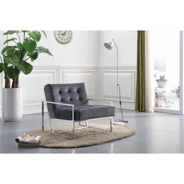 Meridian Alexis Grey Velvet Accent Chair