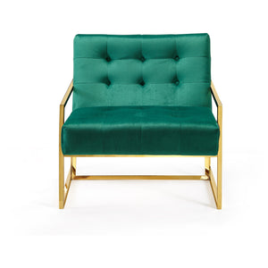 Meridian Pierre Green Velvet Accent Chair