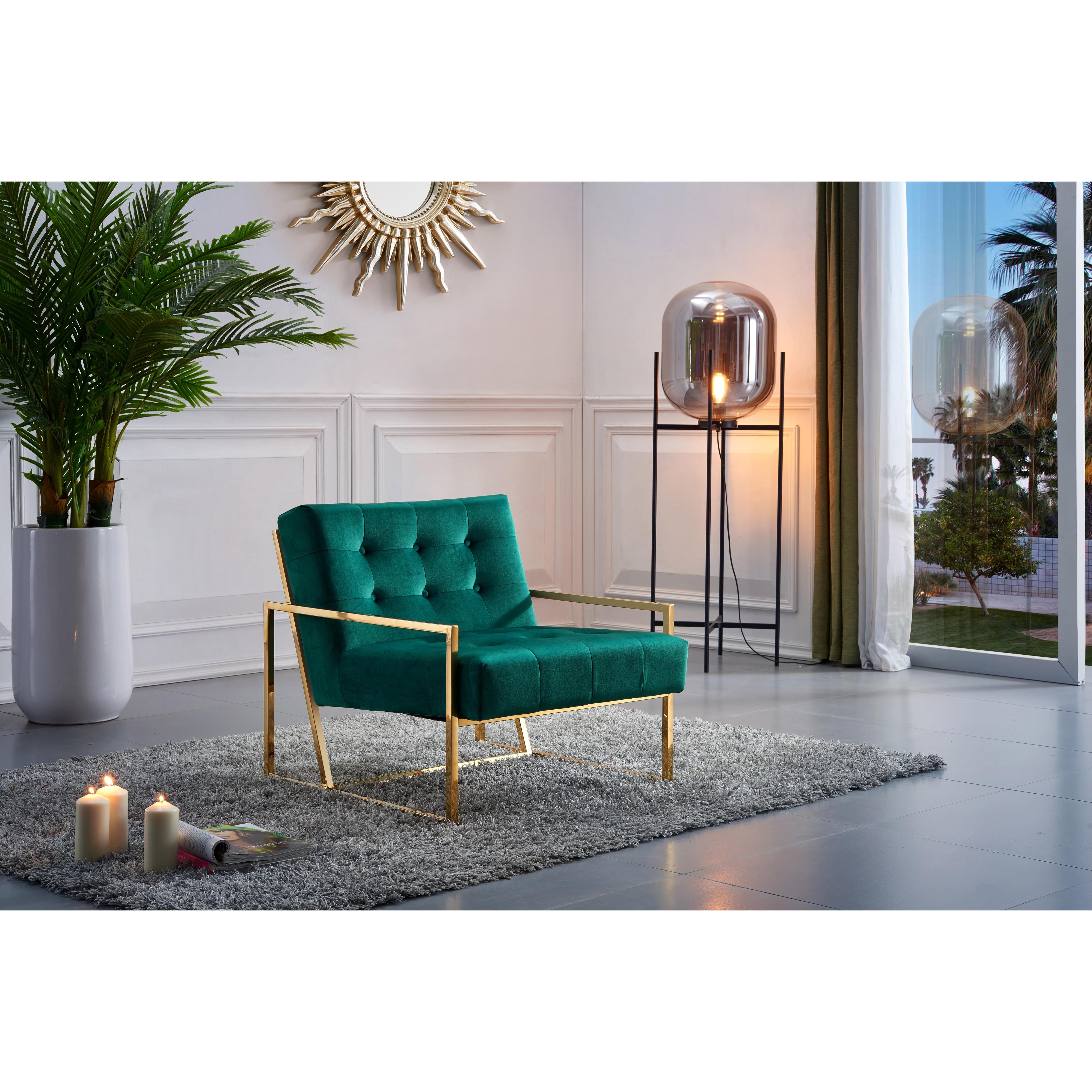 Meridian Pierre Green Velvet Accent Chair