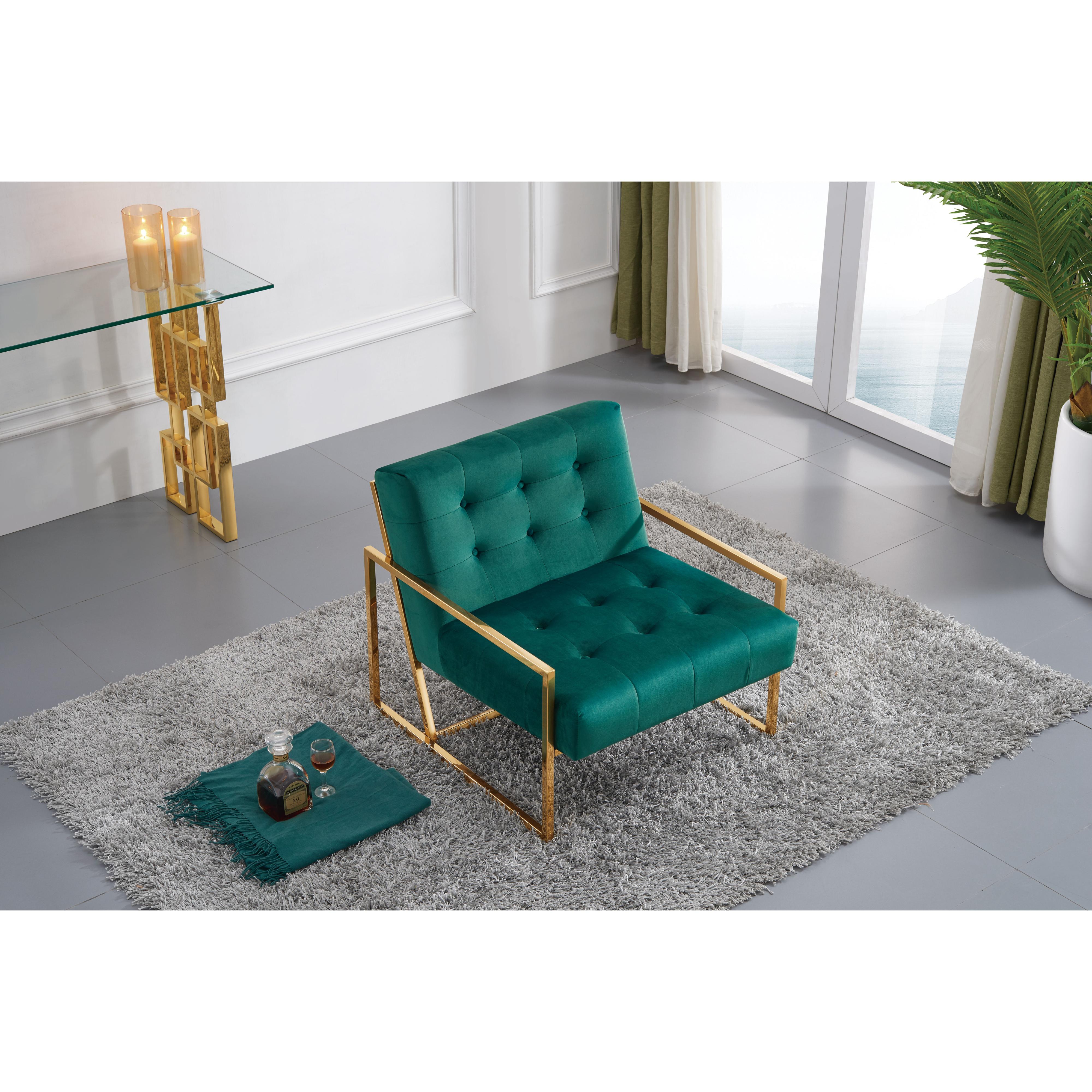 Meridian Pierre Green Velvet Accent Chair