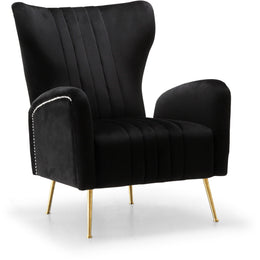 Meridian Opera Black Velvet Accent Chair