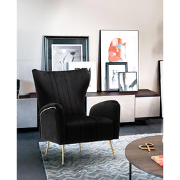 Meridian Opera Black Velvet Accent Chair