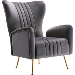 Meridian Opera Grey Velvet Accent Chair