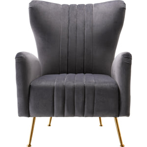 Meridian Opera Grey Velvet Accent Chair
