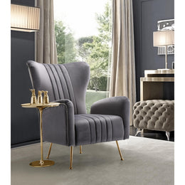 Meridian Opera Grey Velvet Accent Chair