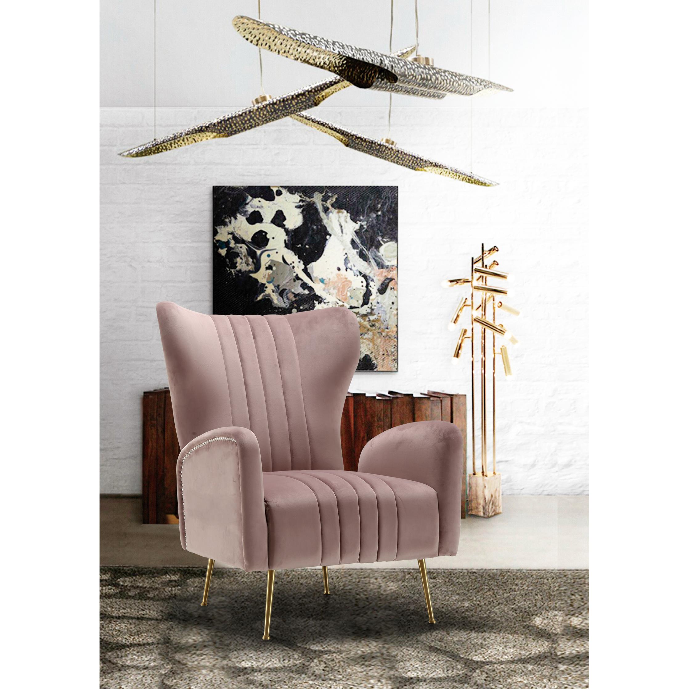 Meridian Opera Pink Velvet Accent Chair