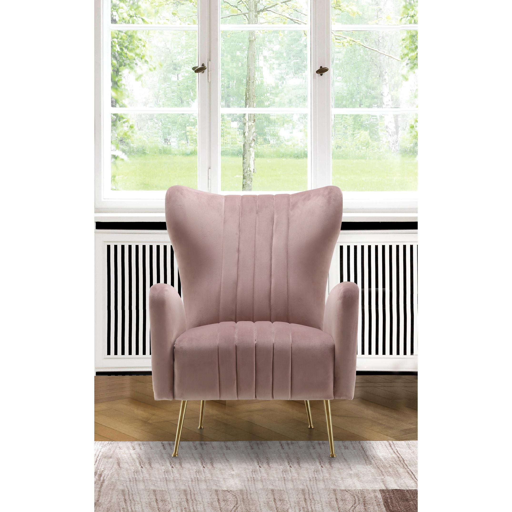 Meridian Opera Pink Velvet Accent Chair