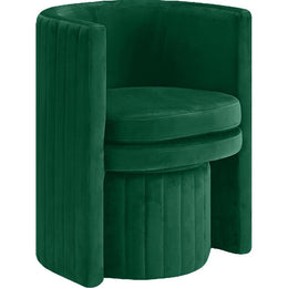 Meridian Selena Green Velvet Accent Chair and Ottoman Set