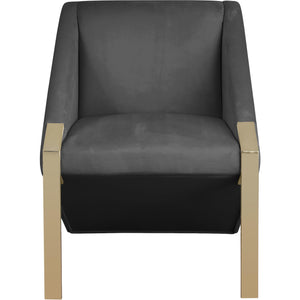 Meridian Rivet Grey Velvet Accent Chair