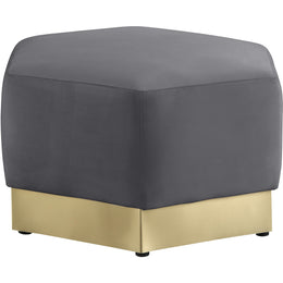 Meridian Marquis Grey Velvet Ottoman
