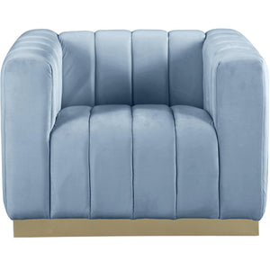 Meridian Marlon Sky Blue Velvet Chair