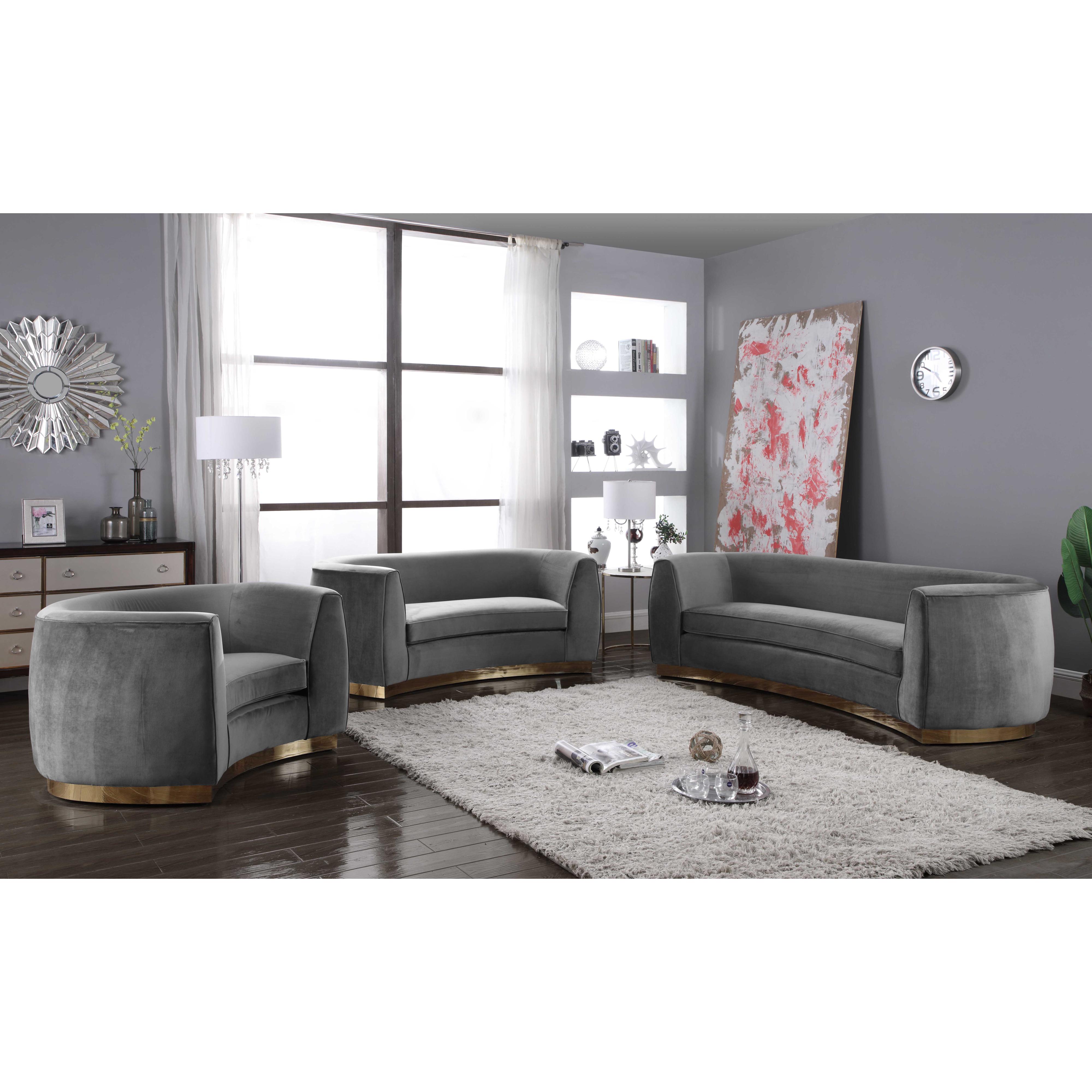 Meridian Julian Grey Velvet Chair