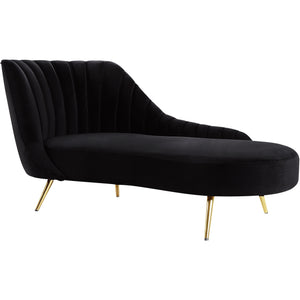 Meridian Margo Black Velvet Chaise