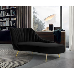 Meridian Margo Black Velvet Chaise
