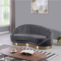 Meridian Shelly Grey Velvet Chaise