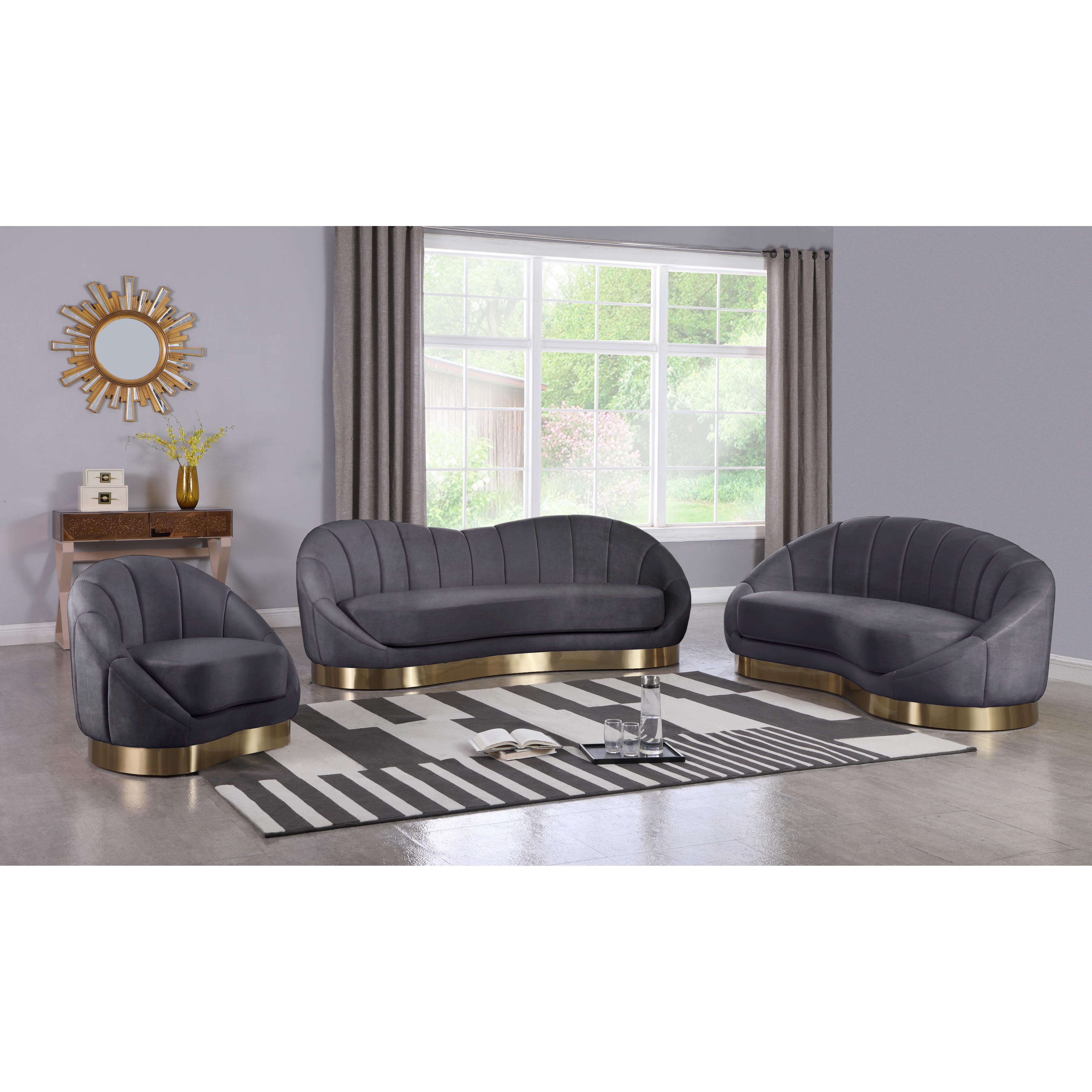 Meridian Shelly Grey Velvet Chaise