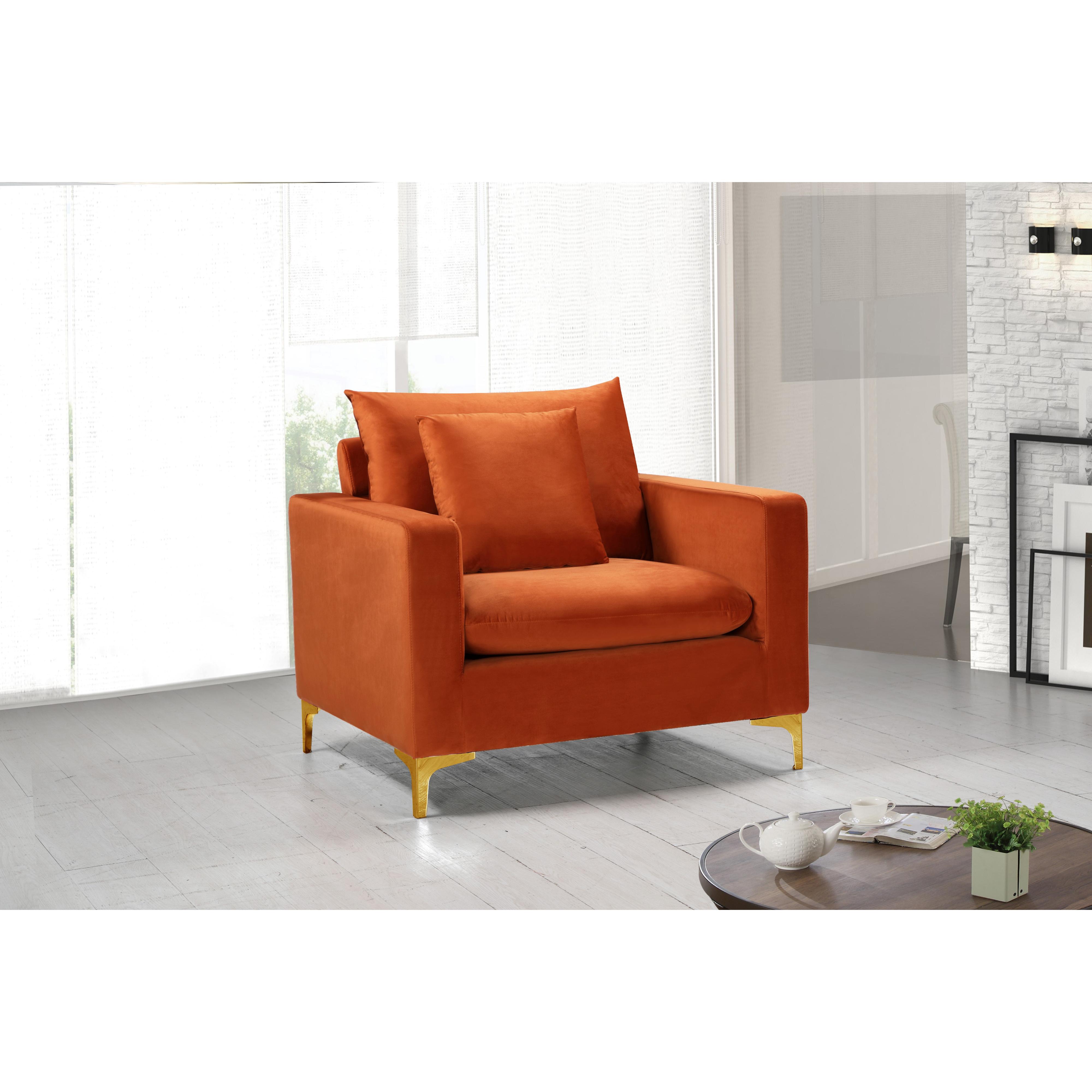 Meridian Naomi Cognac Velvet Chair