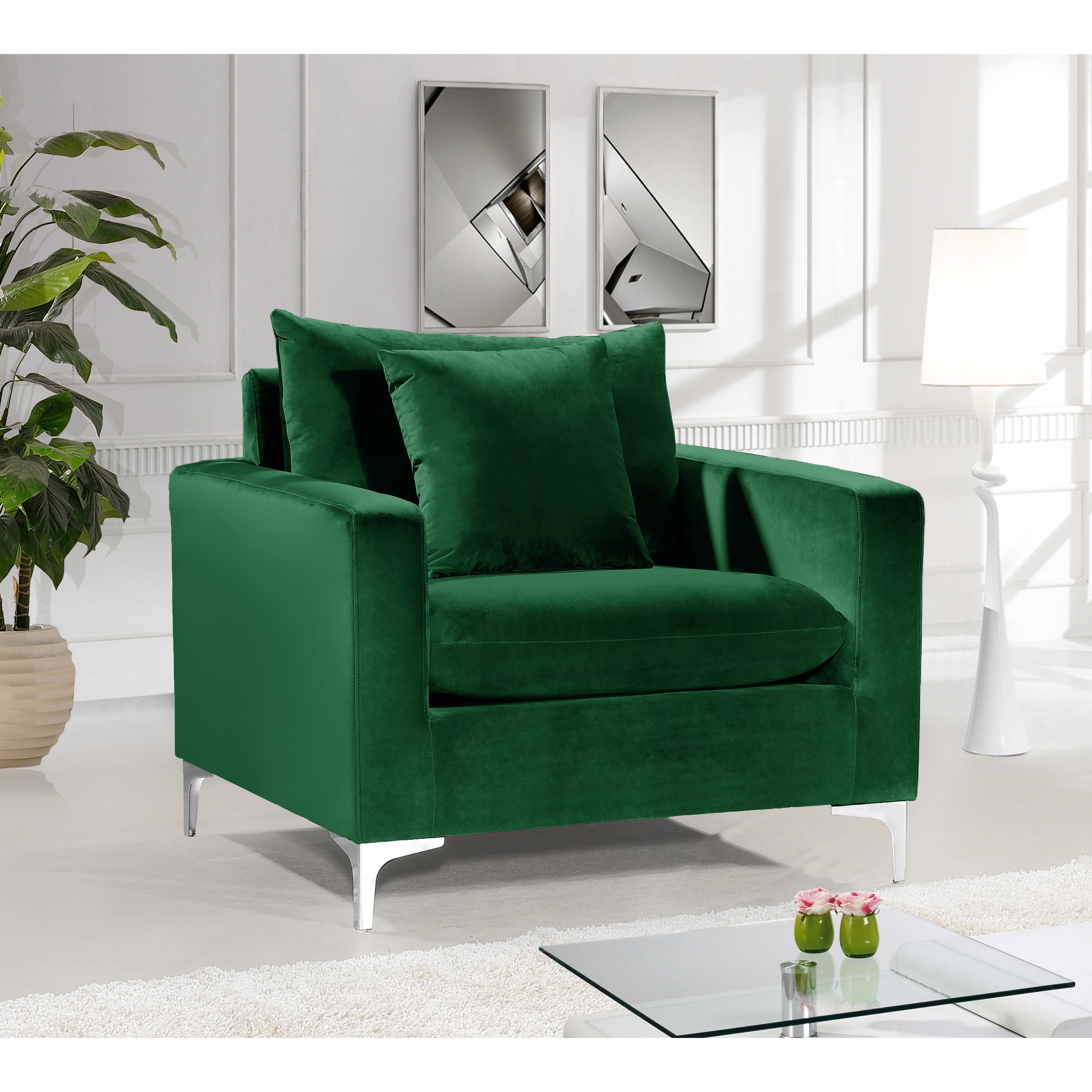 Meridian Naomi Green Velvet Chair