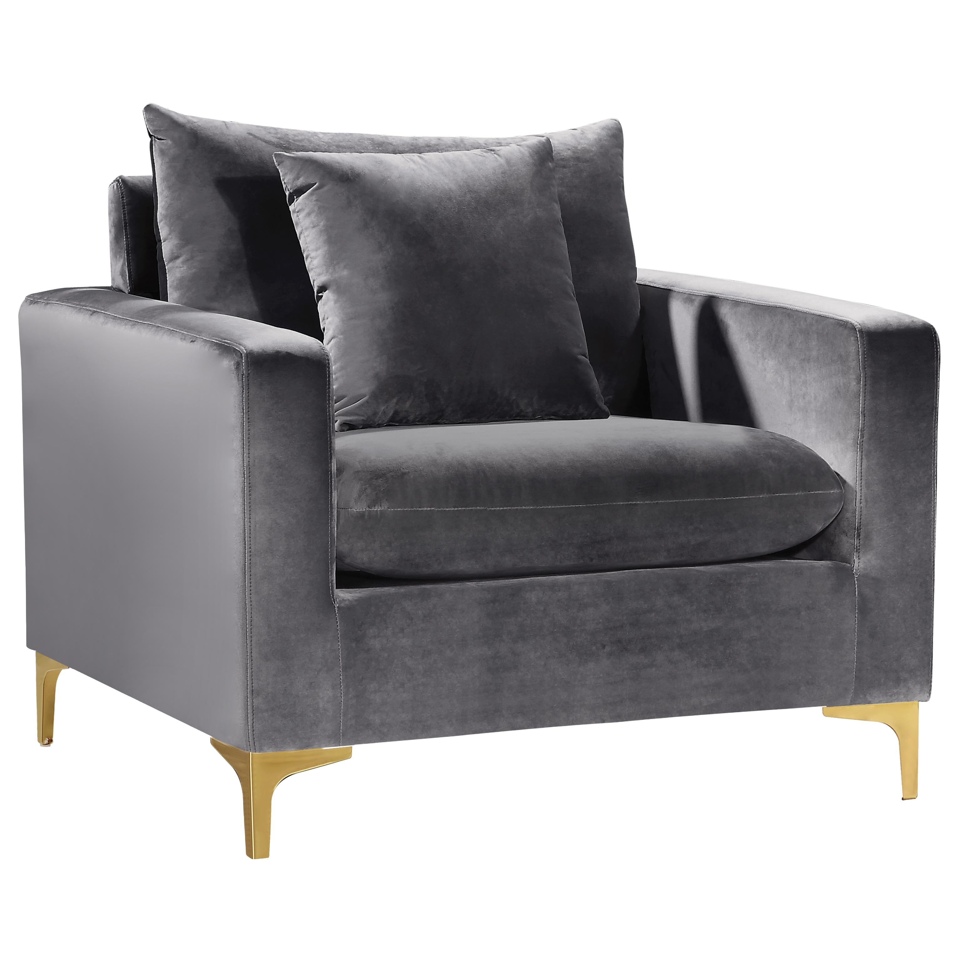 Meridian Naomi Grey Velvet Chair