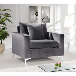 Meridian Naomi Grey Velvet Chair