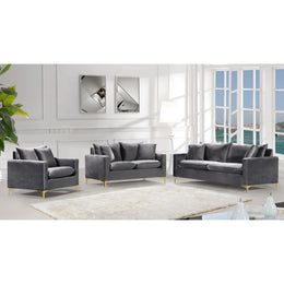 Meridian Naomi Grey Velvet Chair