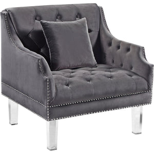 Meridian Roxy Grey Velvet Chair