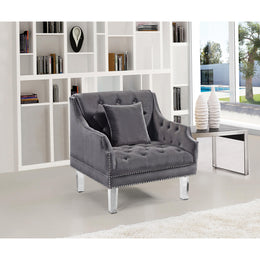 Meridian Roxy Grey Velvet Chair