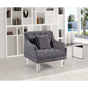 Meridian Roxy Grey Velvet Chair