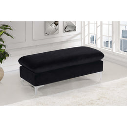 Meridian Naomi Black Velvet Ottoman