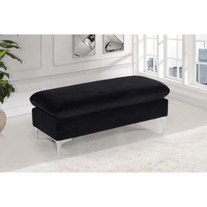Meridian Naomi Black Velvet Ottoman