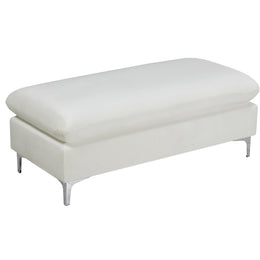 Meridian Naomi Cream Velvet Ottoman