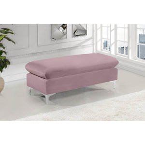 Meridian Naomi Pink Velvet Ottoman