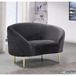 Meridian Ritz Grey Velvet Chair