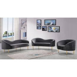 Meridian Ritz Grey Velvet Chair