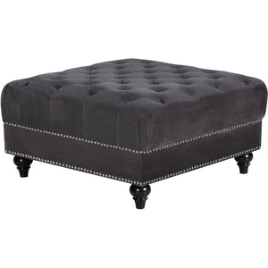 Meridian Sabrina Grey Velvet Ottoman