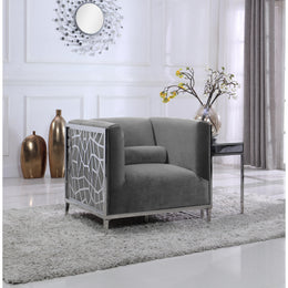 Meridian Opal Grey Velvet Chair
