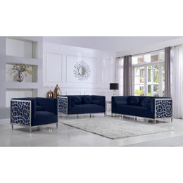 Meridian Opal Navy Velvet Chair