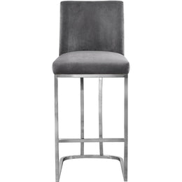 Meridian Heidi Grey Velvet Stool