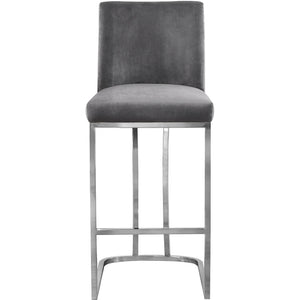 Meridian Heidi Grey Velvet Stool