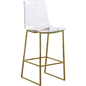 Meridian Lumen Gold Metal/Lucite Polycarbonate Stool