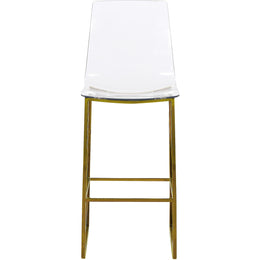 Meridian Lumen Gold Metal/Lucite Polycarbonate Stool