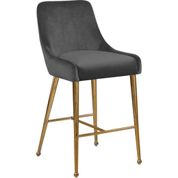 Meridian Owen Grey Velvet Stool