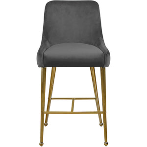 Meridian Owen Grey Velvet Stool