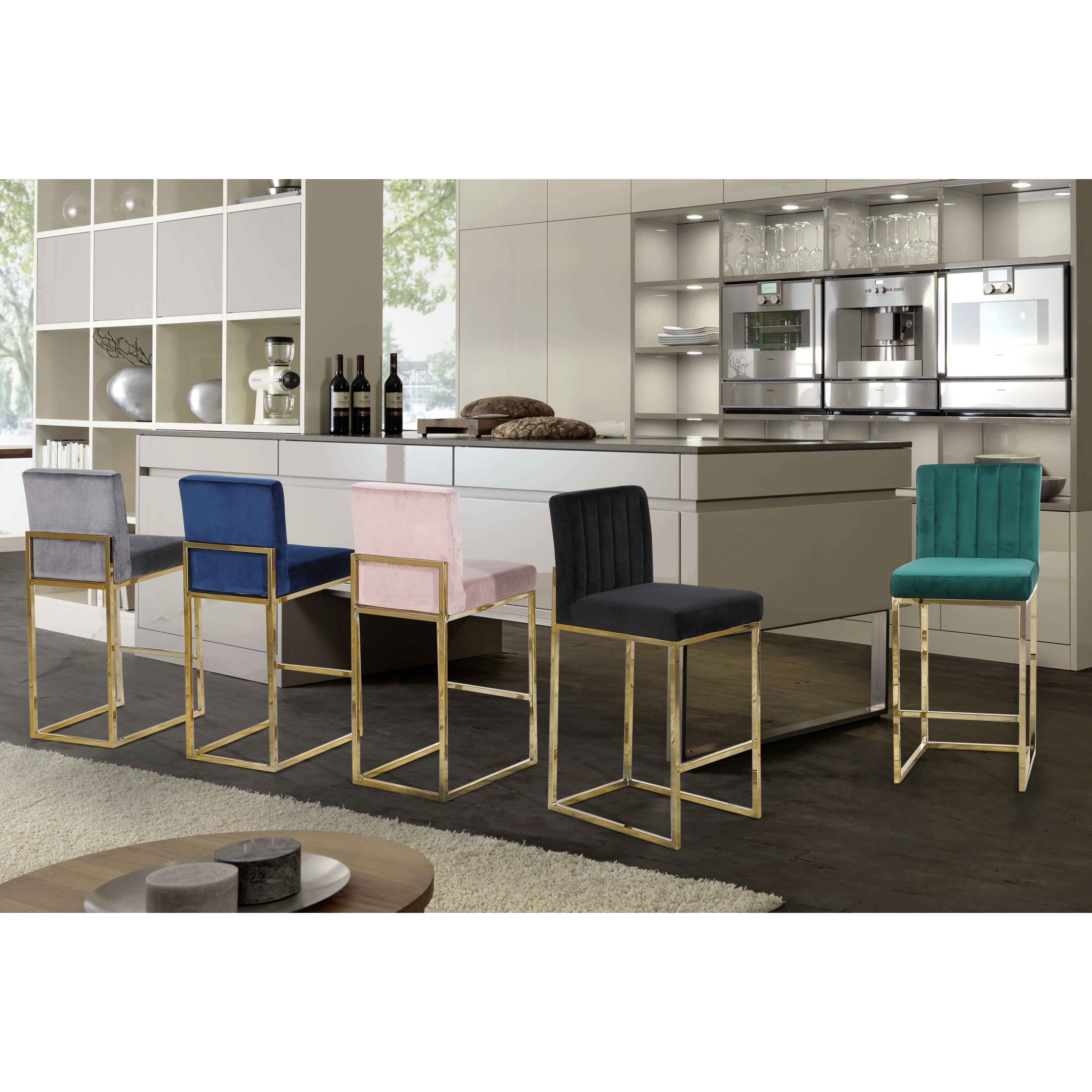 Meridian Giselle Green Velvet Stool