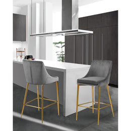 Meridian Karina Grey Velvet Stool