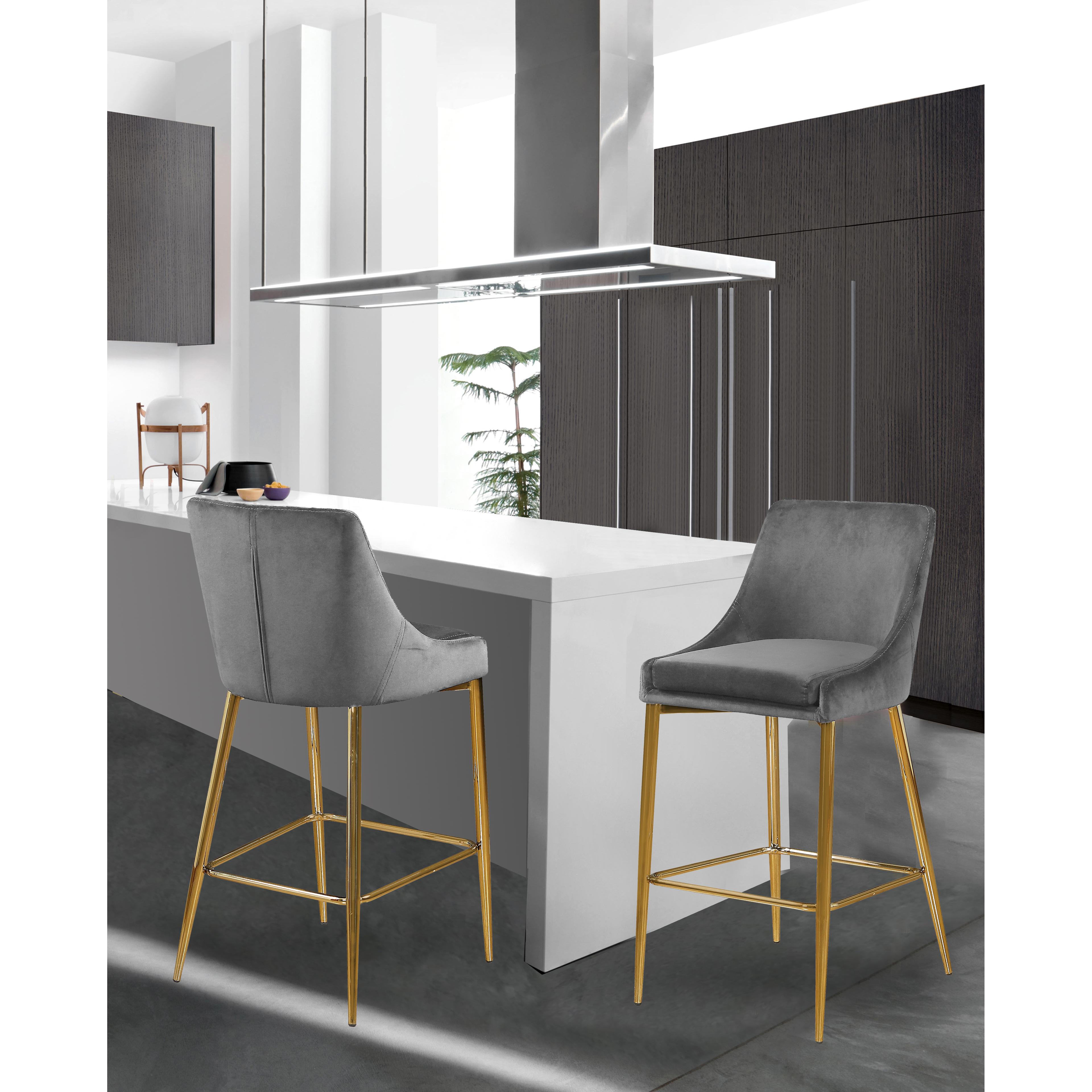 Meridian Karina Grey Velvet Stool