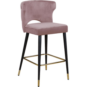 Meridian Kelly Pink Velvet Stool