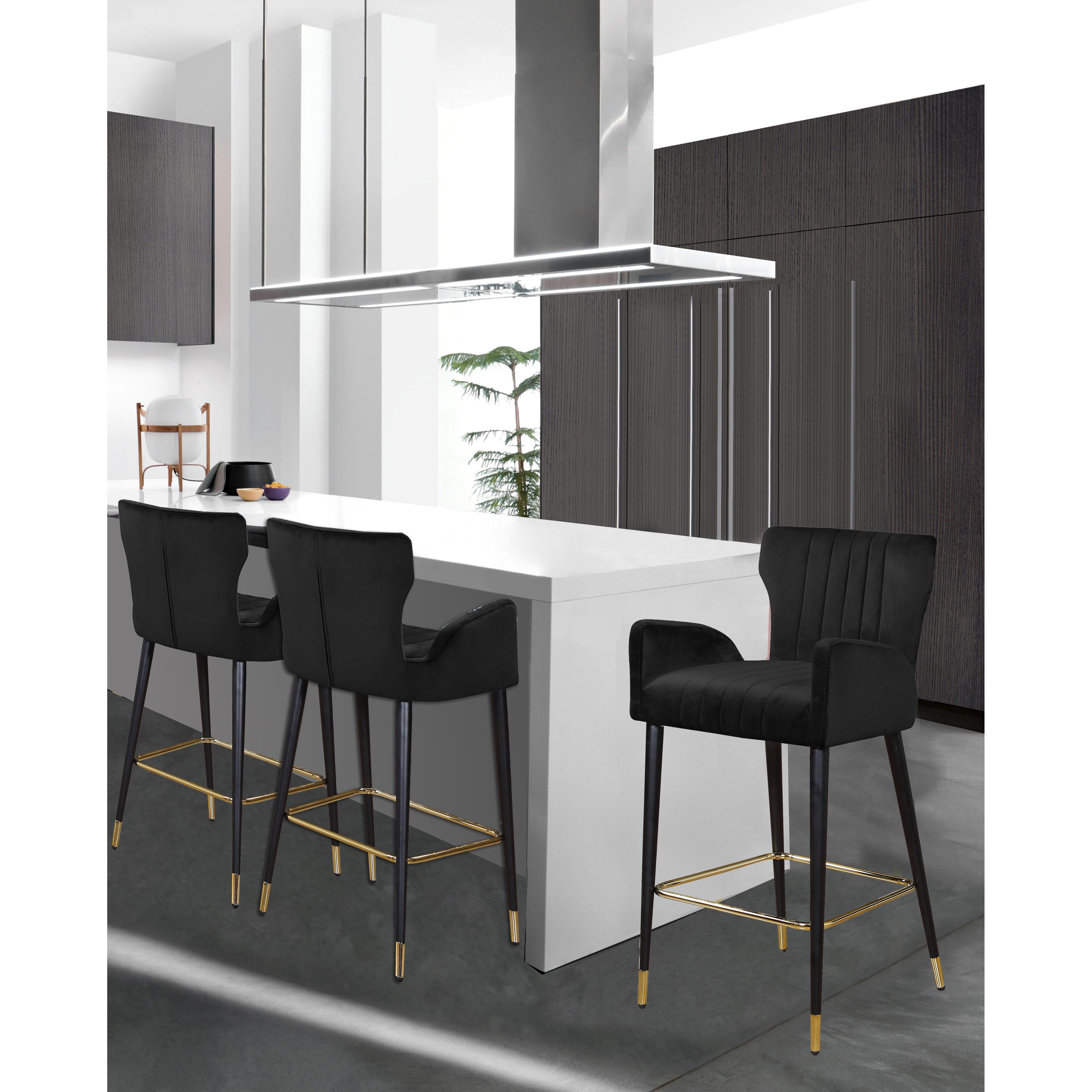 Meridian Luxe Black Velvet Stool